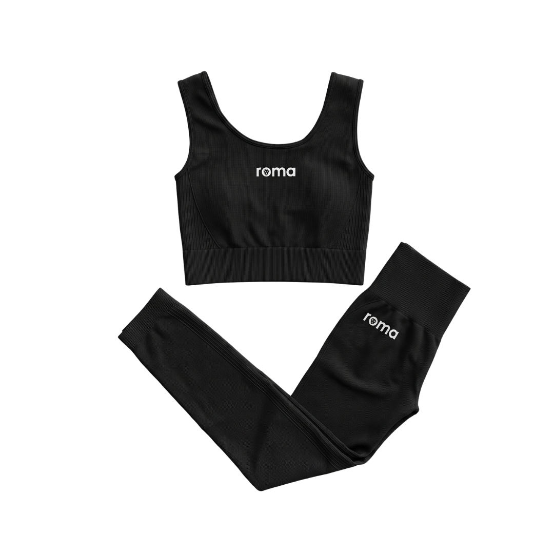Set de tejido Legging y top Negro