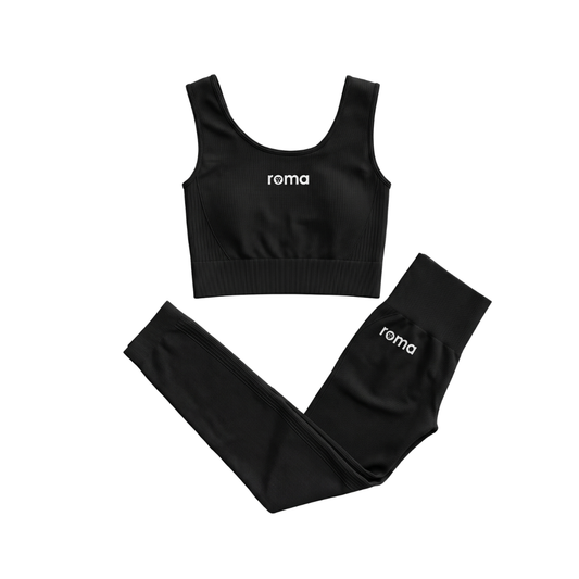 Set de tejido Legging y top Negro